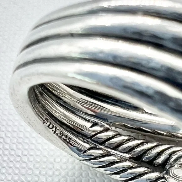 David Yurman Sterling Silver Double Loop Labyrinth Diamond Ring - Picture 14 of 15